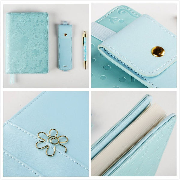 A5 Leather Refillable Planner / Journal Gift Set with Pen and Pen Case