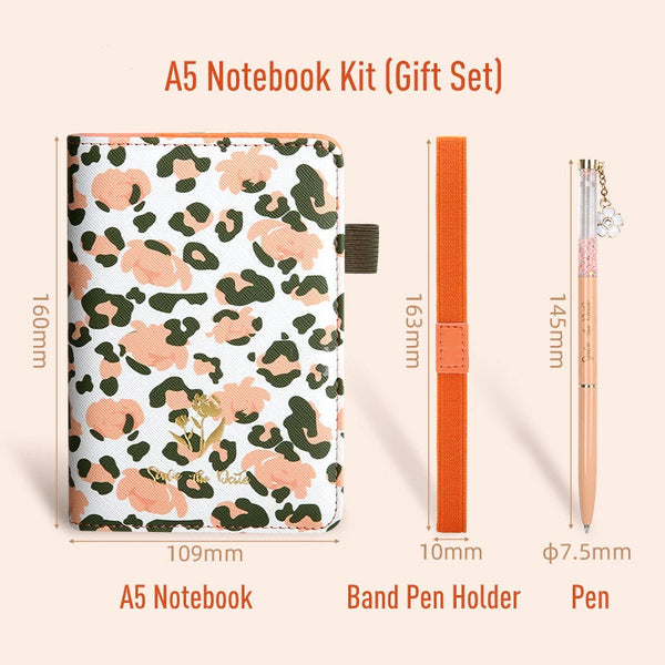 A5 Leather Planner / Journal Gift Set with Elastic Band and Pen