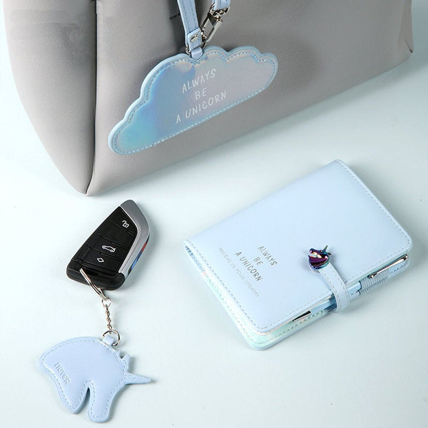 Unicorn Leather Passport Gift Set with Gel Pen, Luggage Tag and KeyChain