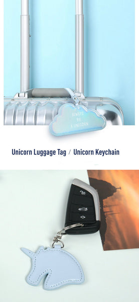 Unicorn Leather Passport Gift Set with Gel Pen, Luggage Tag and KeyChain