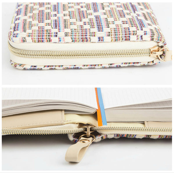 A6 Zippered Cotton Planner with Refillable Notebook