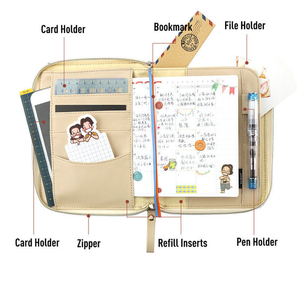 A6 Zippered Cotton Planner with Refillable Notebook