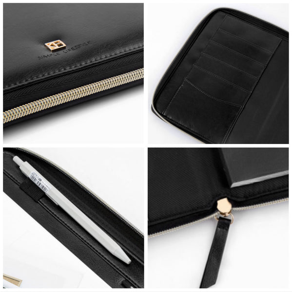 A5 Zippered Leather Planner with Refillable Notebook