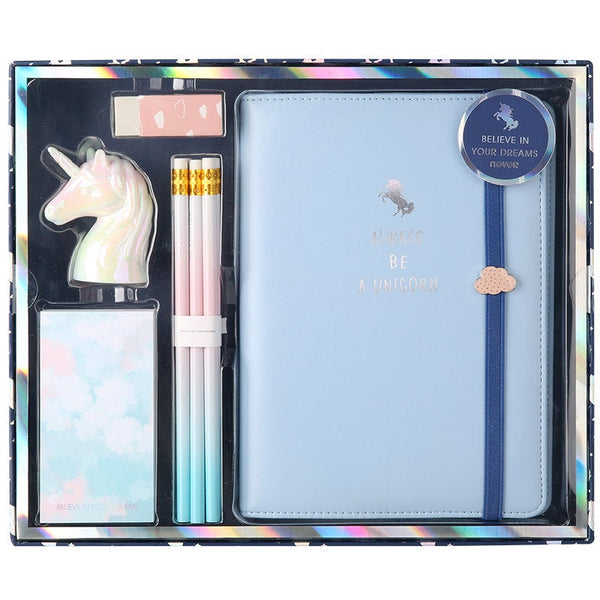 Cute Unicorn A5 Notebook Set with Pencil, Pencil Sharpener, Eraser and Notepads