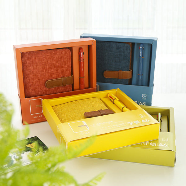 A6 Hobo-Style Planner Set with Refillable Notebook and Pen (4 Colors)