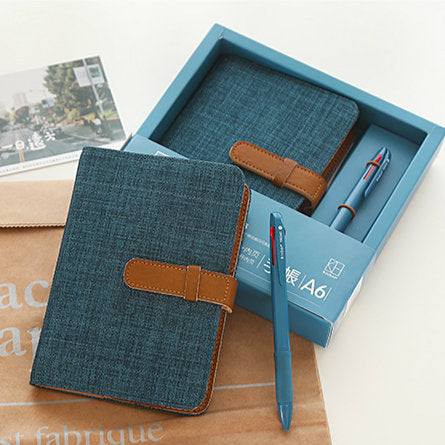 A6 Hobo-Style Planner Set with Refillable Notebook and Pen (4 Colors)