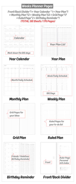 Hobonichi-Style 2020 Weeks Planner (176 Pages)