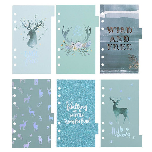 Set of 6 Planner Laminated Divider / Index / Dashboard for Filofax, Kikki.k, Kate Spade, LV, Lovedoki, Dokibook - A6 Size