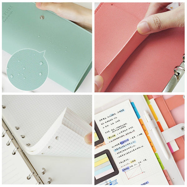 B5 Large Leather Binder Planner with Refillable Inserts