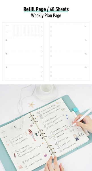 B5 Large Felt Binder Planner with Refillable Inserts