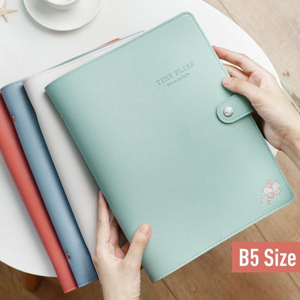 B5 Large Leather Binder Planner with Refillable Inserts