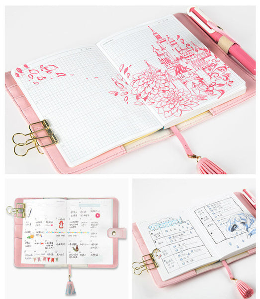 Hello Kitty Planner Gift Set ( A6 Leather Planner, Refills, EF Pen, Sticker and Washi Tape)