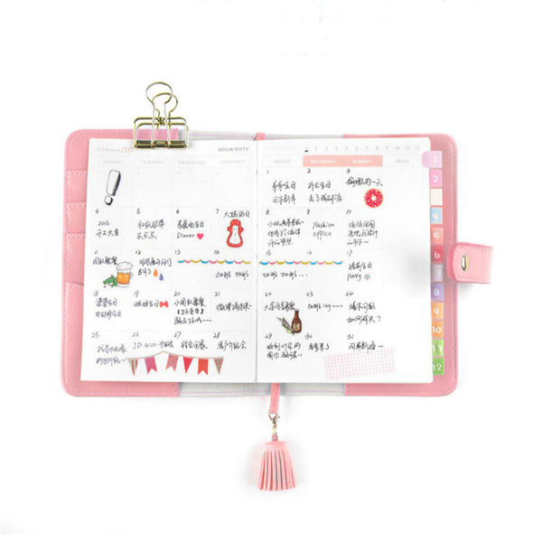Hello Kitty Planner Gift Set ( A6 Leather Planner, Refills, EF Pen, Sticker and Washi Tape)