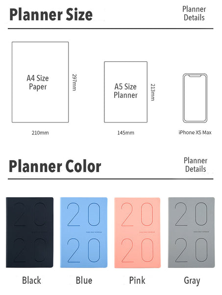 A5 Year 2020 Daily Planner (400 Pages)