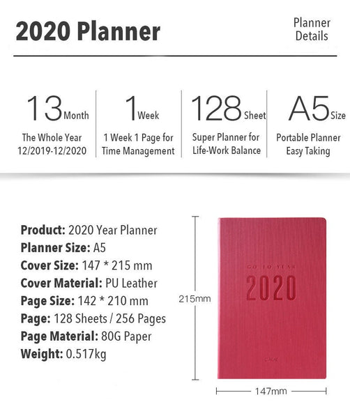 A5 Year 2020 Weekly Planner (256 Pages)