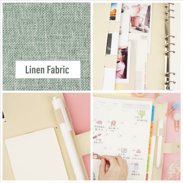 B5 Large Linen Binder Planner with Refillable Inserts