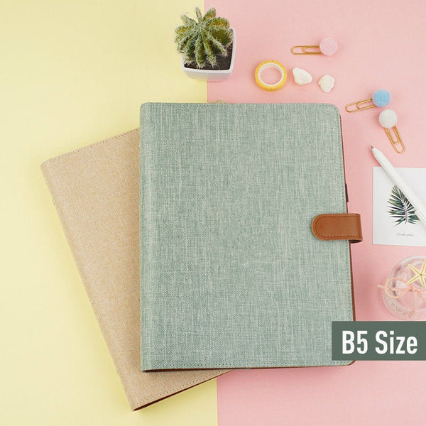 B5 Large Linen Binder Planner with Refillable Inserts