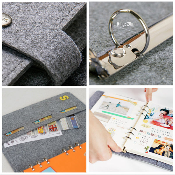 B5 Large Felt Binder Planner with Refillable Inserts