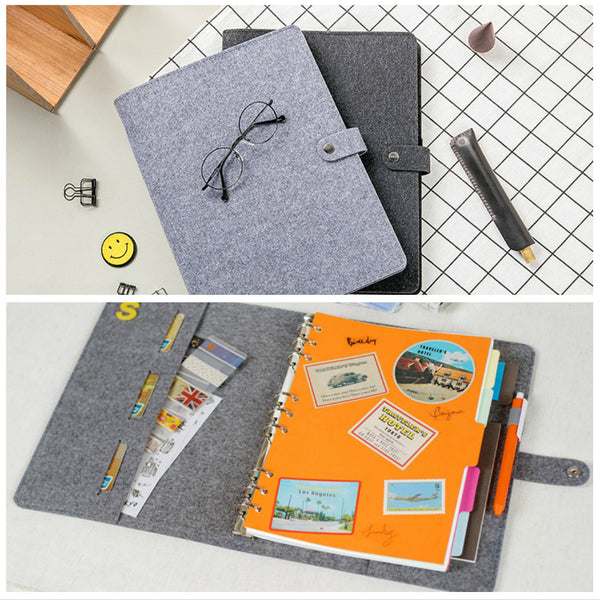 B5 Large Felt Binder Planner with Refillable Inserts