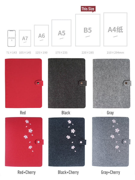 B5 Large Felt Binder Planner with Refillable Inserts