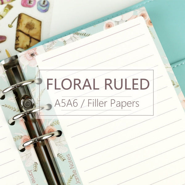 A5/A6 Floral Ruled Line Binder Planner Refills (40 Sheets)