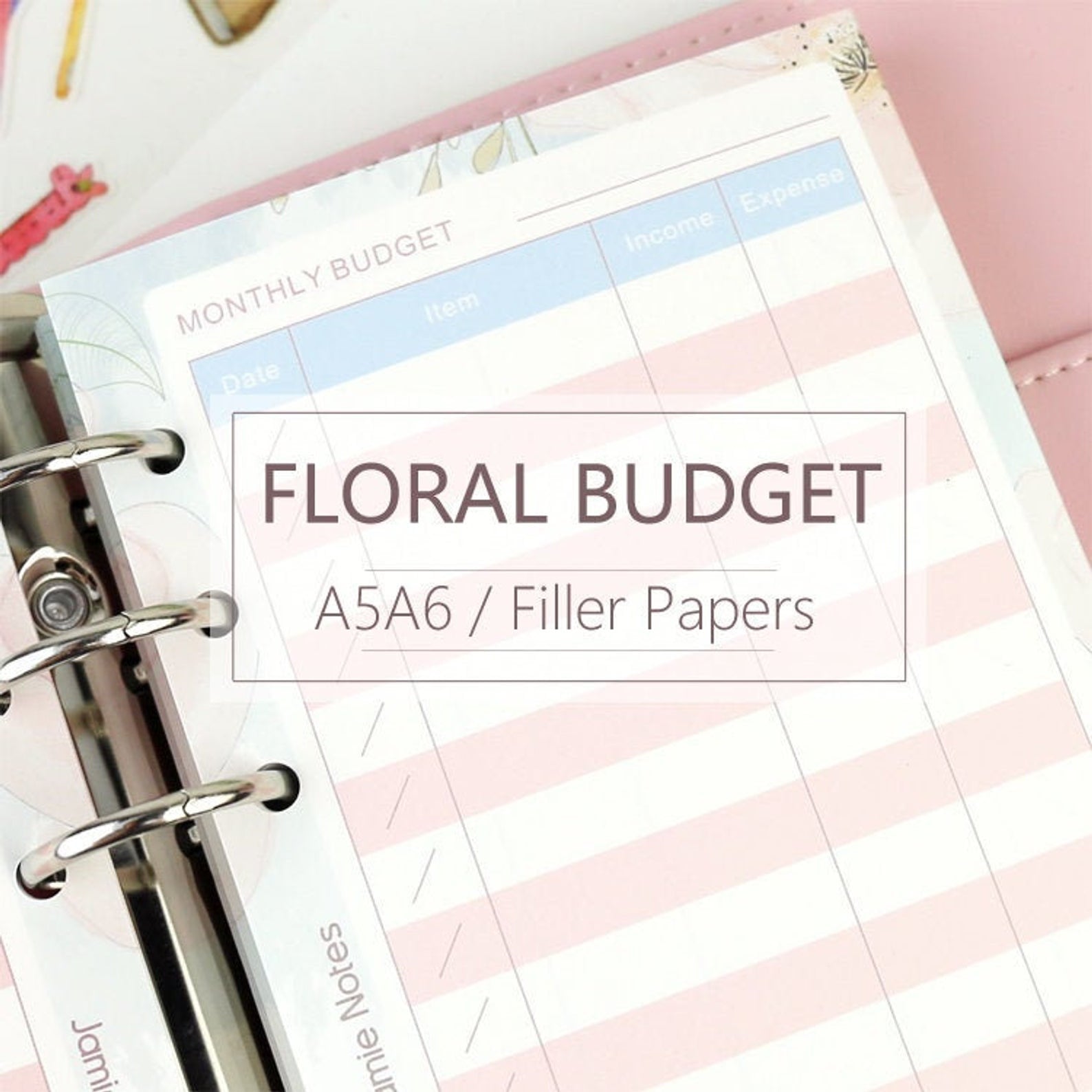 A5/A6 Floral Budget Binder Planner Refills (40 Sheets) – Bujo & Marks