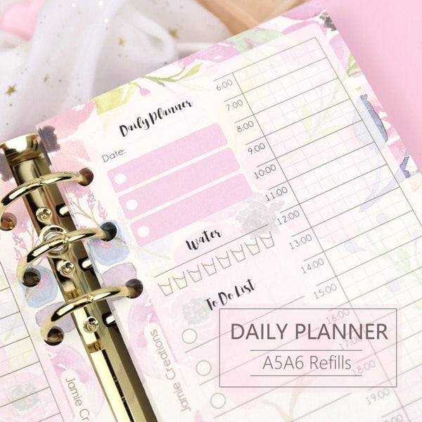 A5/A6 Floral Daily Binder Planner Refills (40 Sheets)