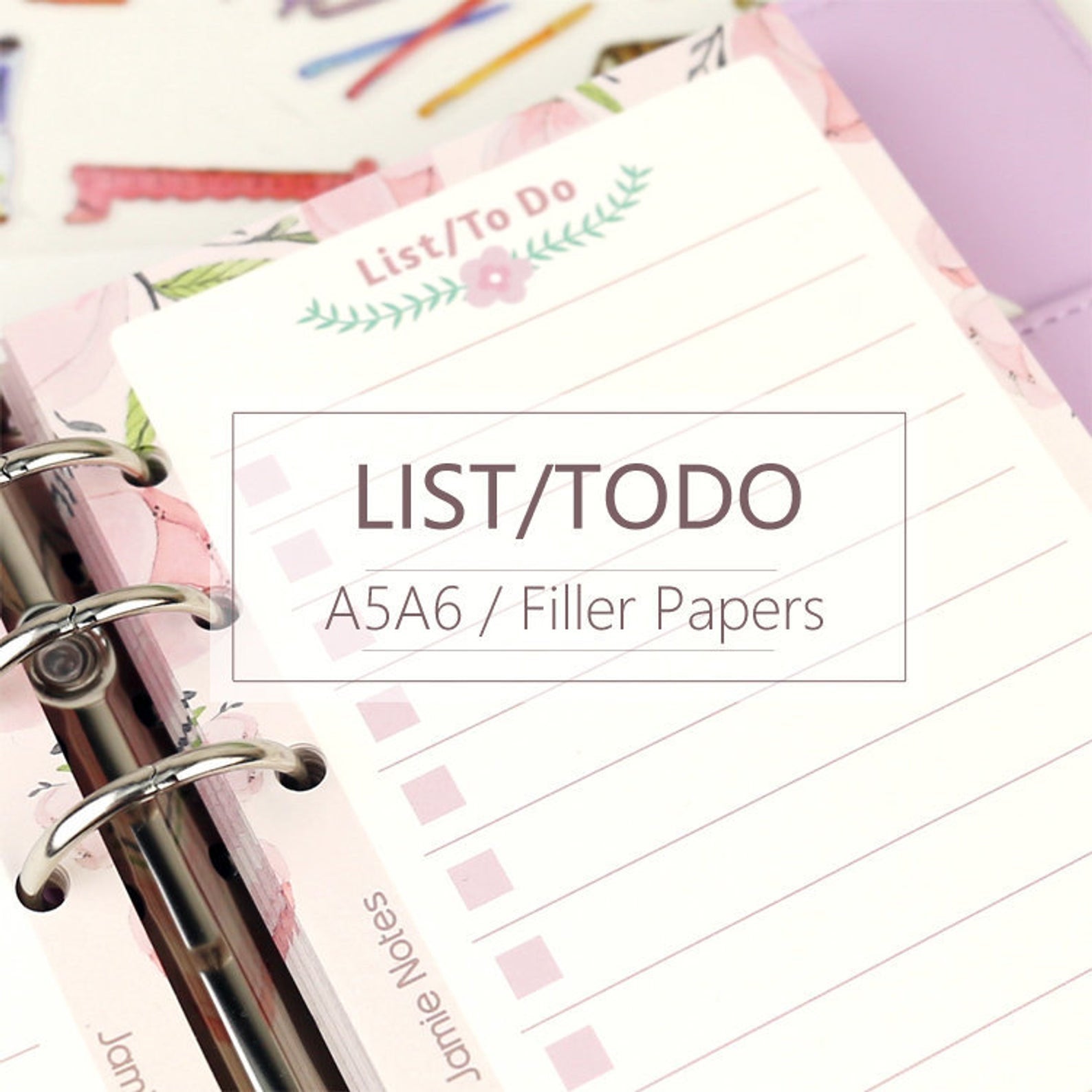 A5/A6 Floral To-Do-List Binder Planner Refills (40 Sheets)