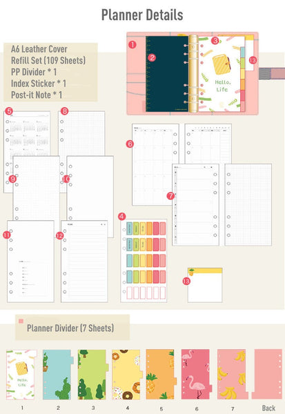 A6 Large-Ring (30mm) Leather Binder Planner with  Refillable Inserts