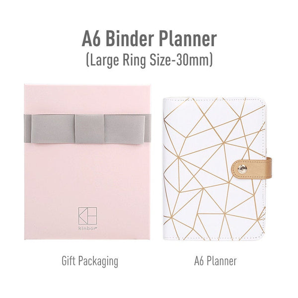 A6 Large-Ring (30mm) Leather Binder Planner with  Refillable Inserts