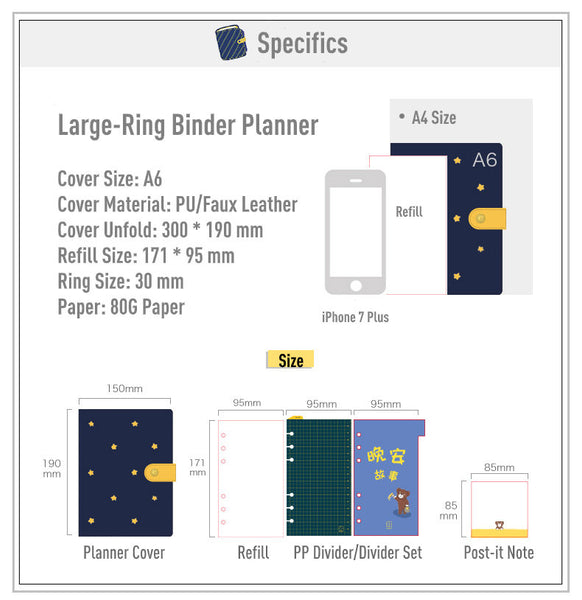 A6 Large-Ring Binder Planner with Cotton Cover and Refills