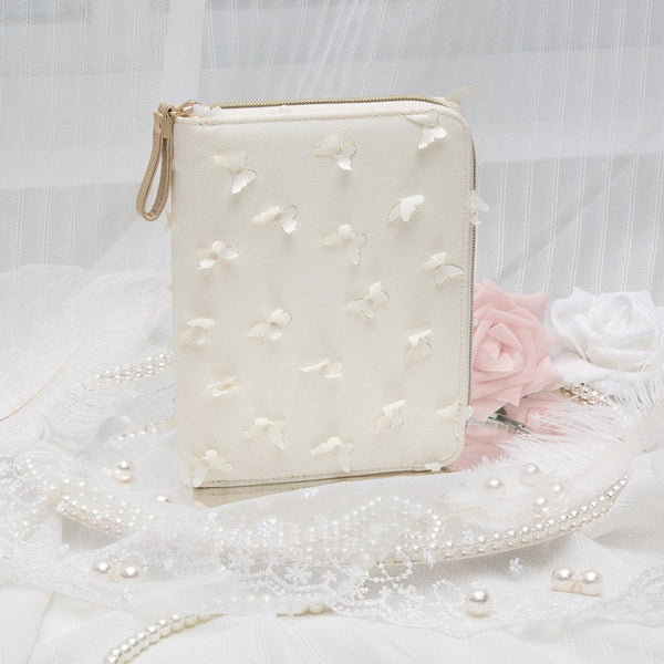 A6 Zippered Planner with Refillable Notebook (White Butterfly)