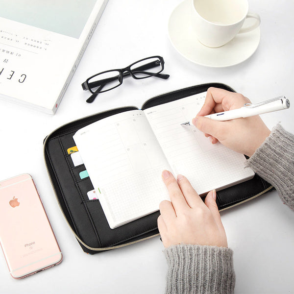 A6 Zippered Cotton Planner with Refillable Notebook