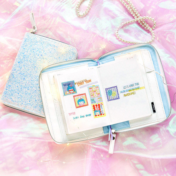 A6 Zippered Glitter Planner and Refillable Notebook