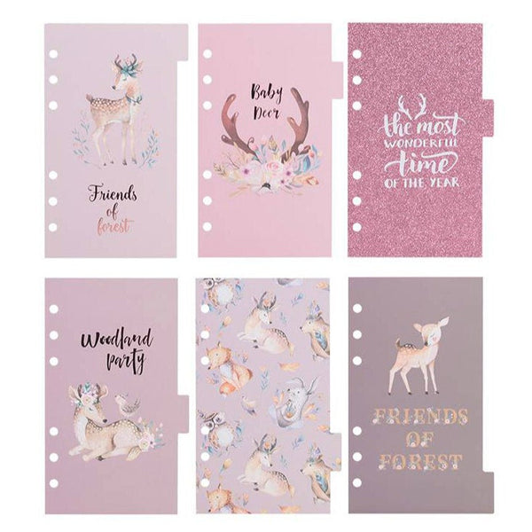 Set of 6 Planner Laminated Divider / Index / Dashboard for Filofax, Kikki.k, Kate Spade, LV, Lovedoki, Dokibook - A6 Size