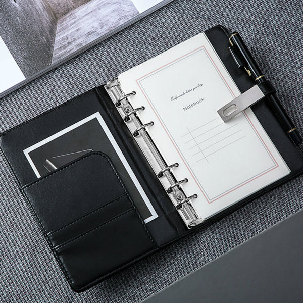 A6 Business Binder Planner with Refillable Inserts (Black/White)