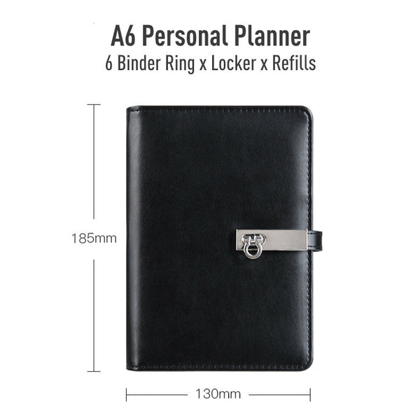 A6 Business Binder Planner with Refillable Inserts (Black/White)