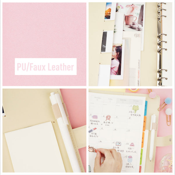 B5 Large Leather Binder Planner with Refillable Inserts
