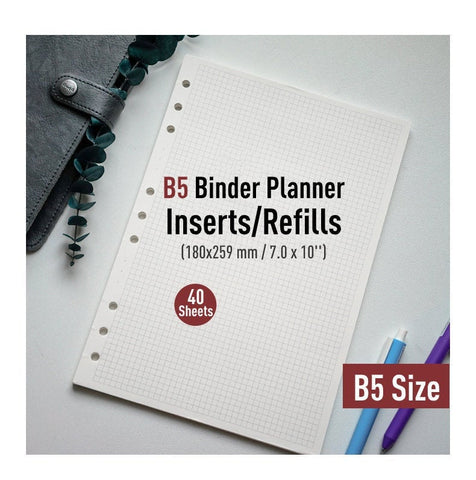 B5 Planner Refills (40 Sheets)-Grid/Dotted/Weekly/Monthly Page