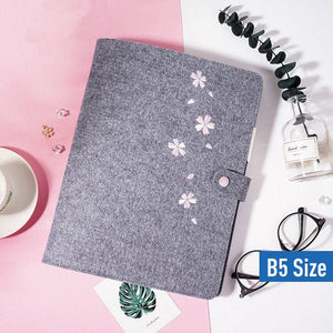 B5 Large Felt Binder Planner with Refillable Inserts